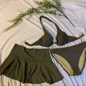 Olive Green Victoria Secret Bikini and Skirt